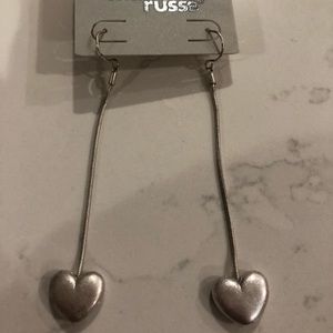 Hanging hearts silver earrings